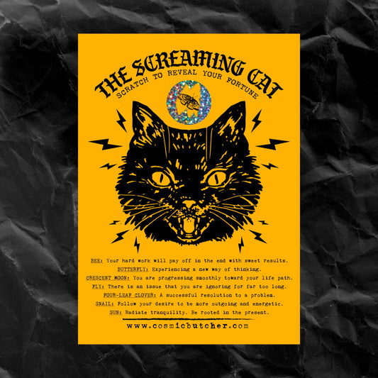 “Screaming Cat” Scratch Off Fortune Affirmation Novelty Card