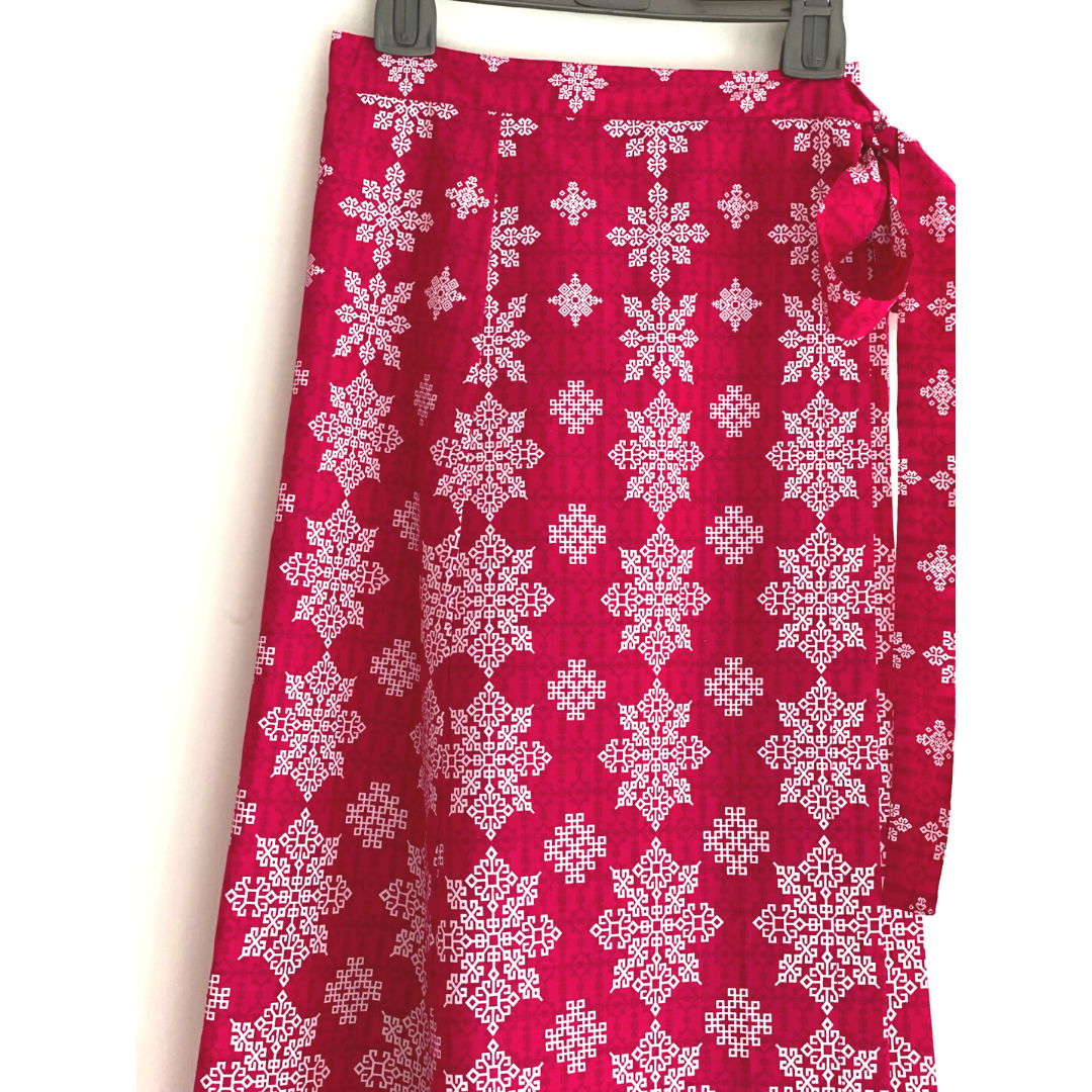 Wrap Skirt - Boho Gypsy Skirt - Bright Pink + White border: 36