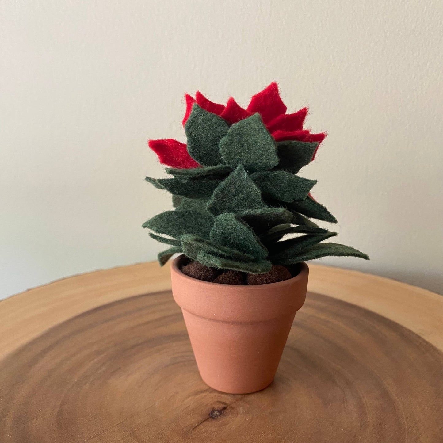 Holiday Mini Felt Poinsettia in Terracotta Pot