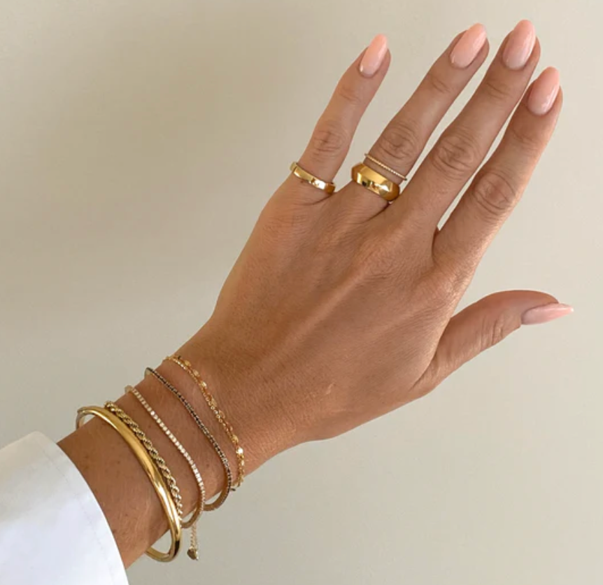 Sofia-Hinge Bangle 14K Gold Stainless Steel Waterproof: Yellow Gold