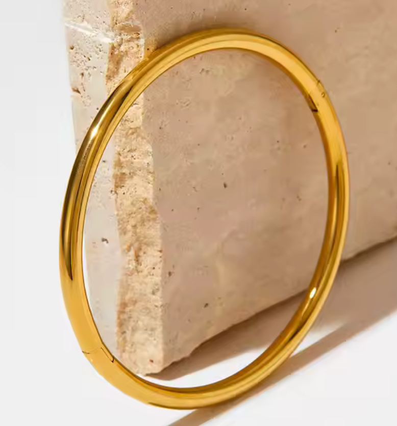 Lidia Bangle- Steel Waterproof- Chunky Stacking Bracelet: Yellow Gold / 1 bangle