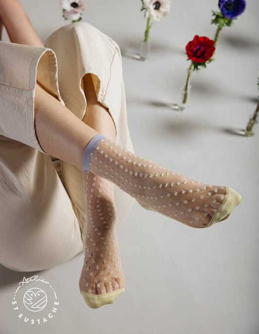 CRESCENT DUNES YELLOW • Transparent polka dot socks: 36/38