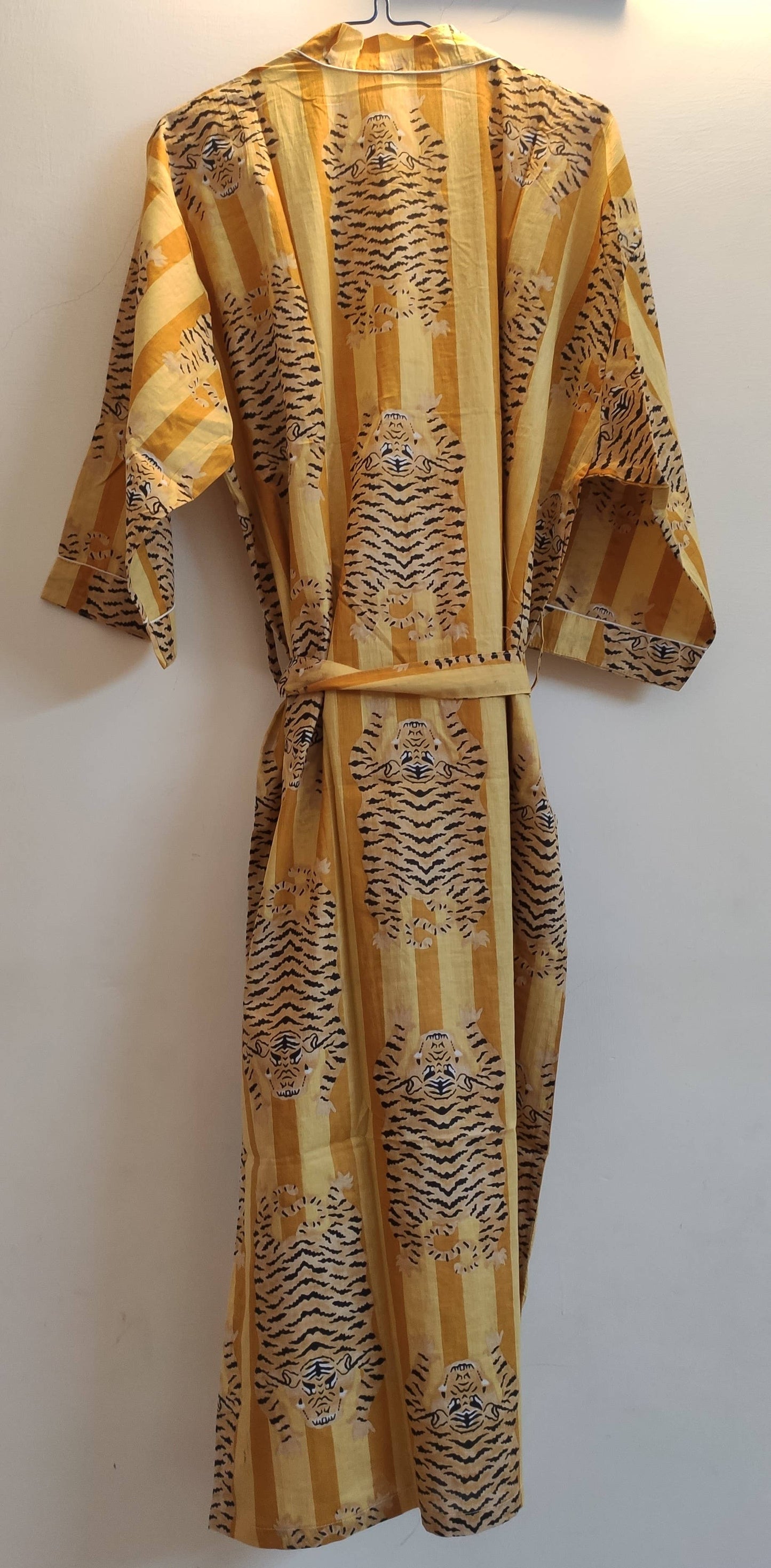 Cotton Kimono/Robe: Yellow Tiger