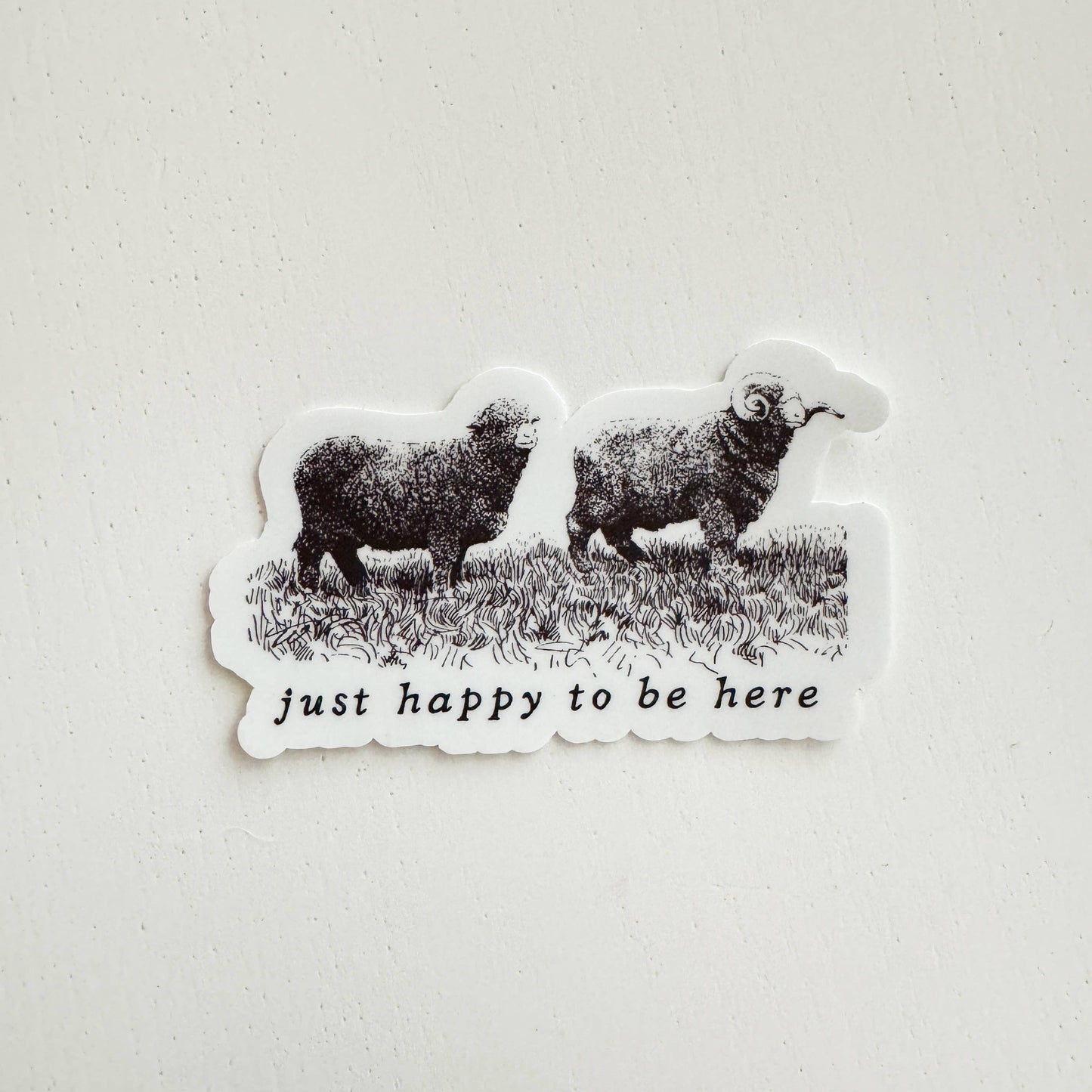 Happy to be Here Sheep Vinyl Sticker