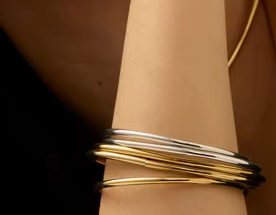 Lidia Bangle- Steel Waterproof- Chunky Stacking Bracelet: Yellow Gold / 1 bangle