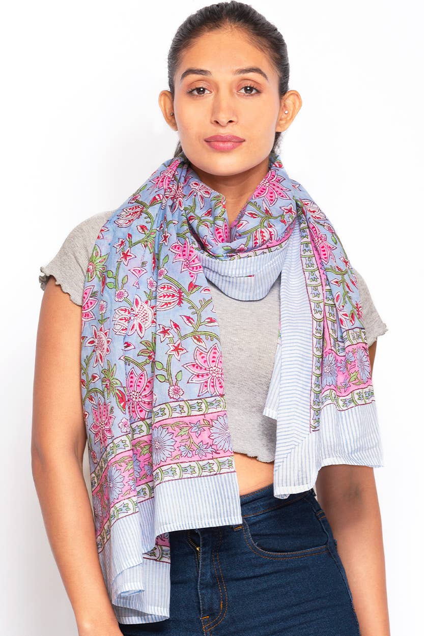 Sunanda Block Print Sarongs : Indigo & White