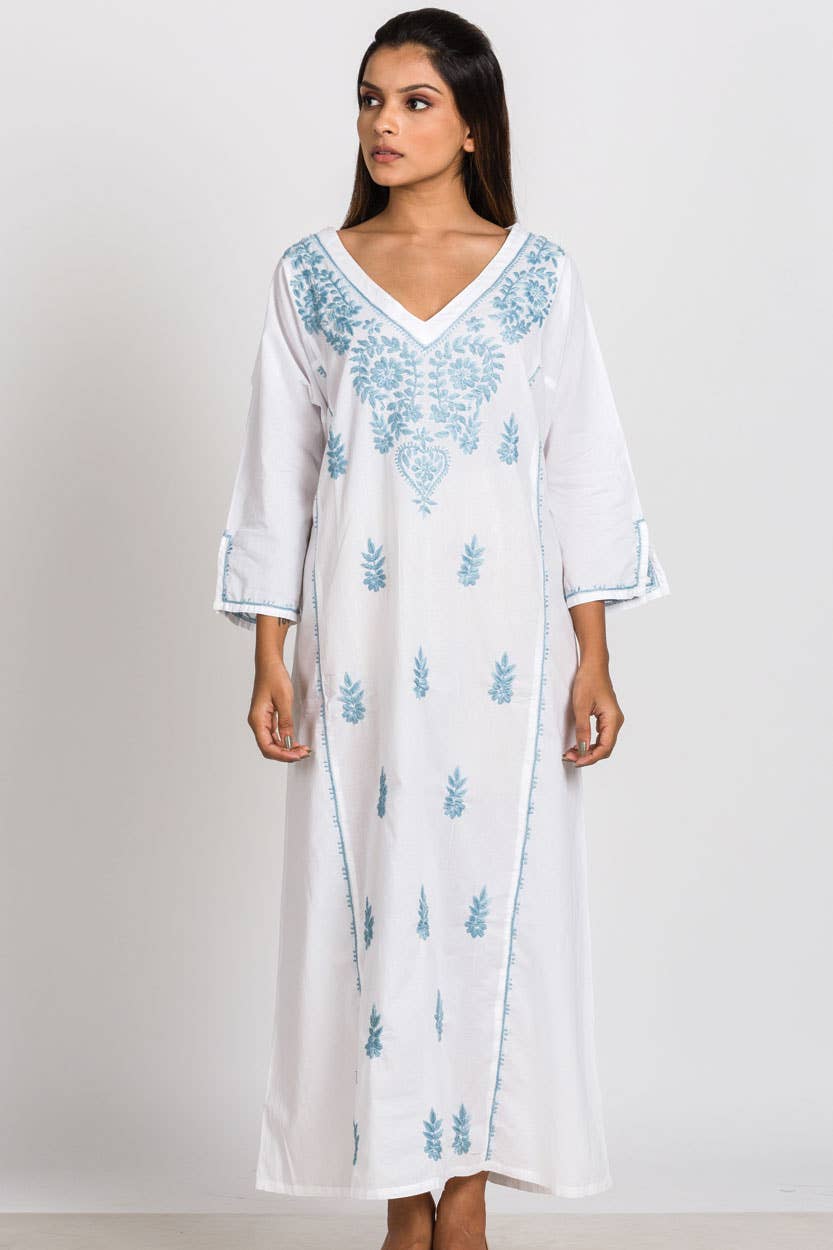 Parama Embroidered Caftans: Navy