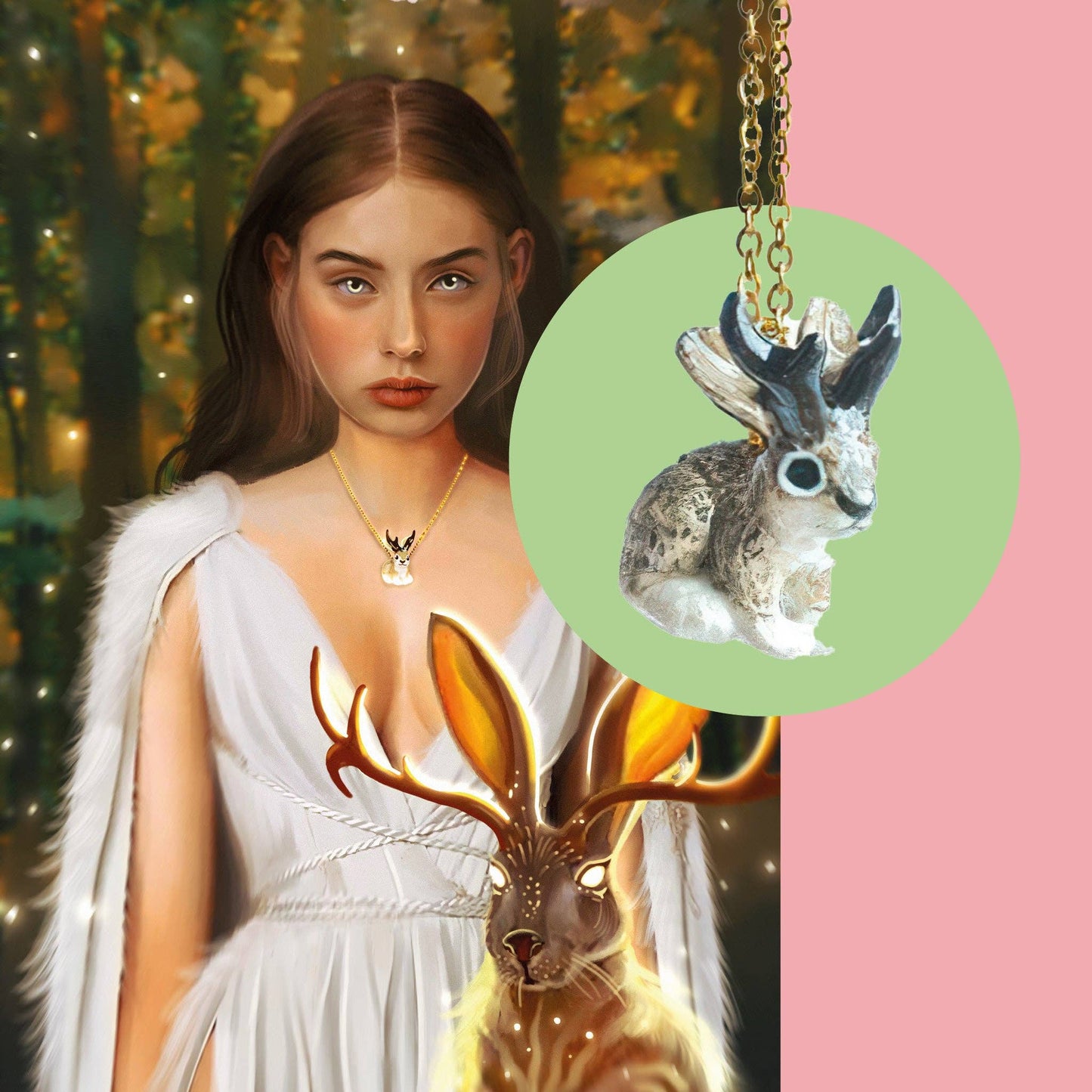 Jackalope Porcelain Necklace