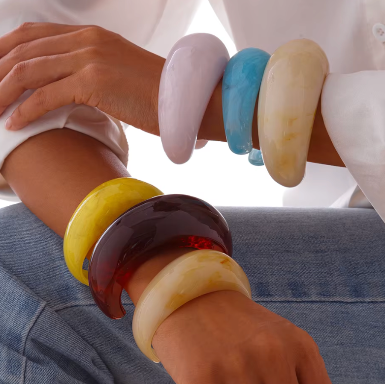 Loose Lucite Cuff Bangle- Italian Resin Bracelet: Tortoise / Medium