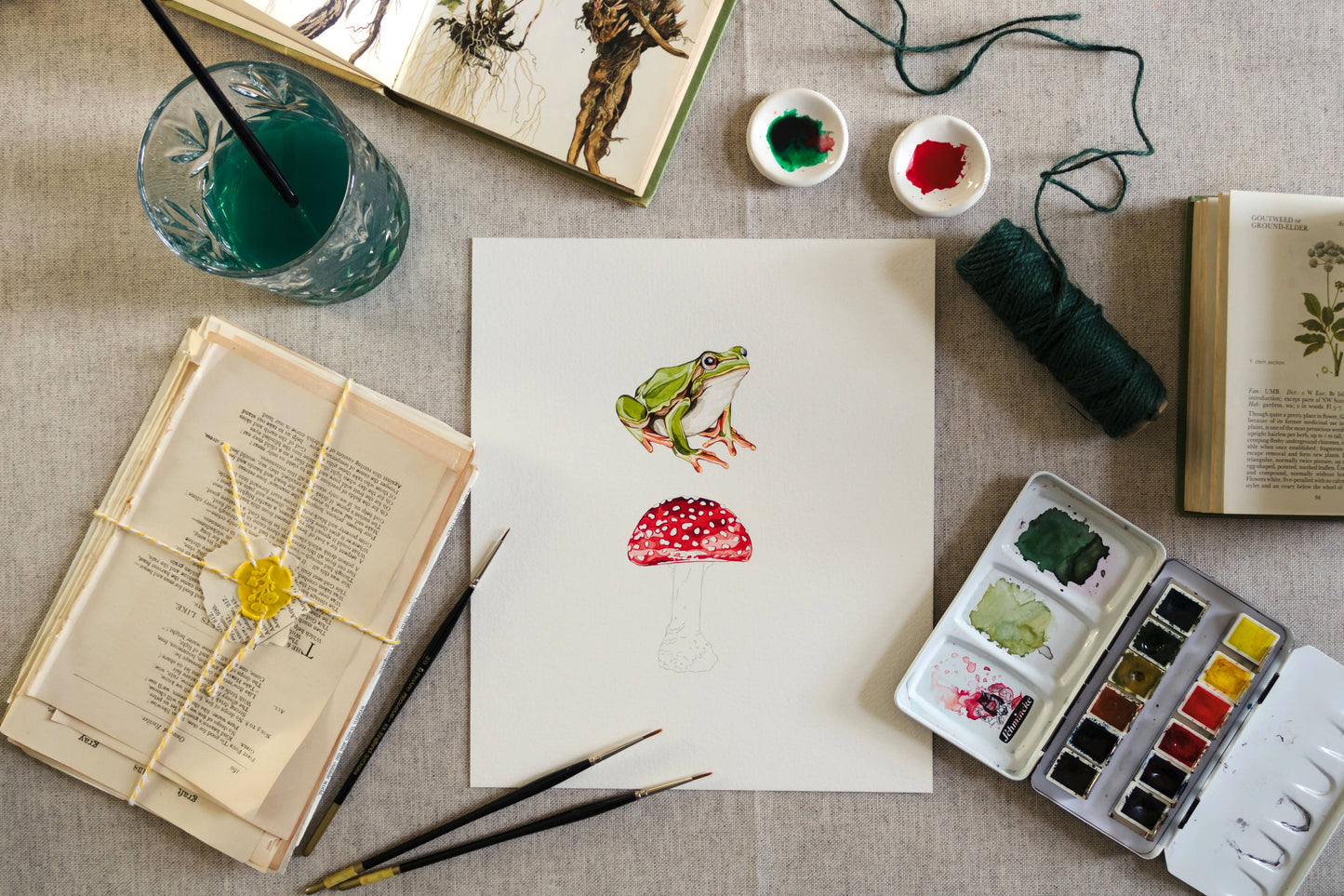 Frog Sustainable Wooden Watercolour Christmas Ornament