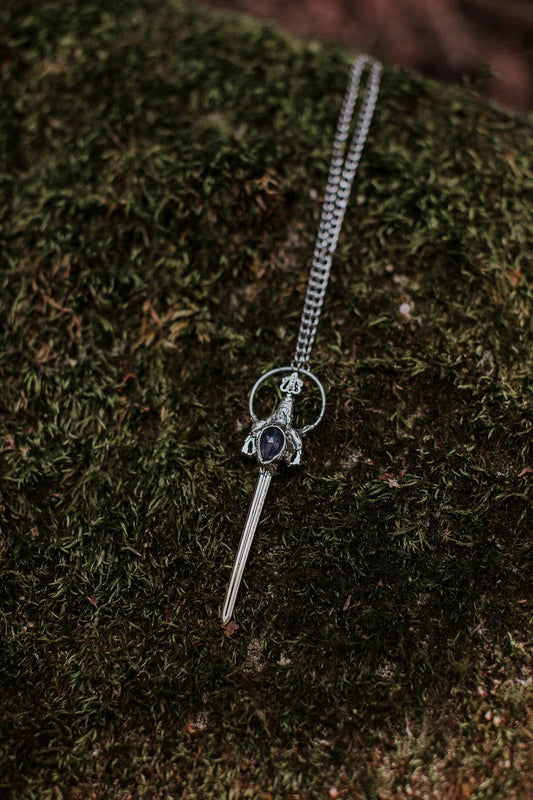 Feyre Sword Necklace – Iolite & Sterling Silver