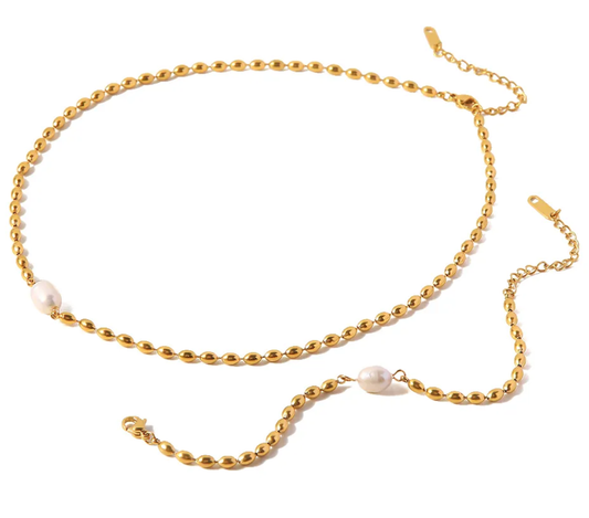 Delphin- Pearl Nugget Bracelet Stainless Steel 14K Gold