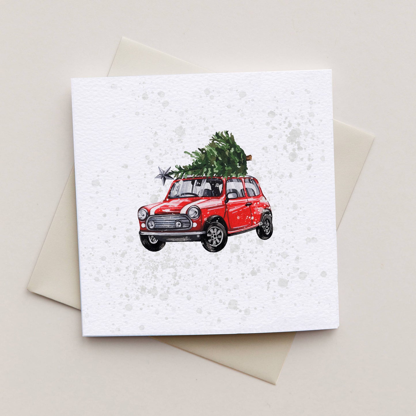Christmas Car Watercolour Sustainable Greetings Card