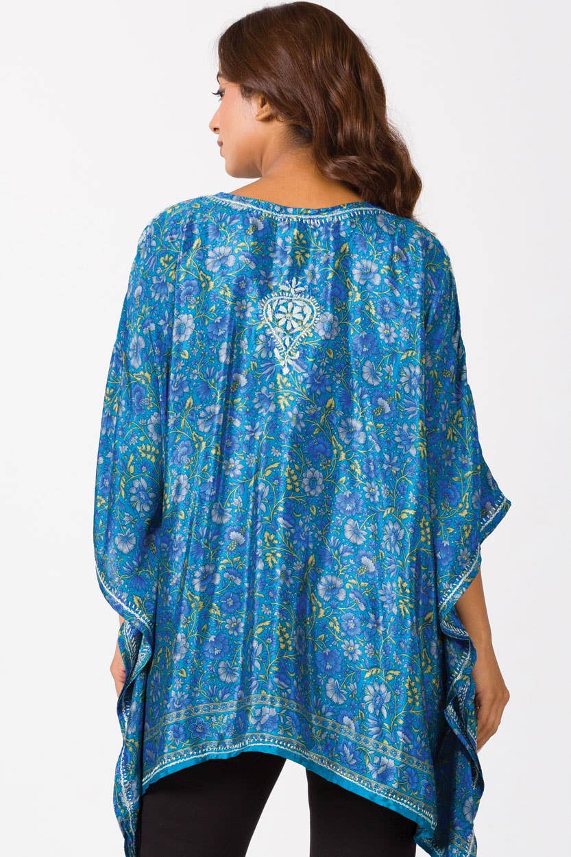 Blue Demira Hand Embroidered Top