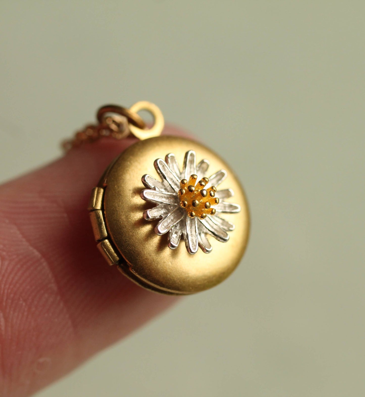 Tiny Gold Daisy Locket