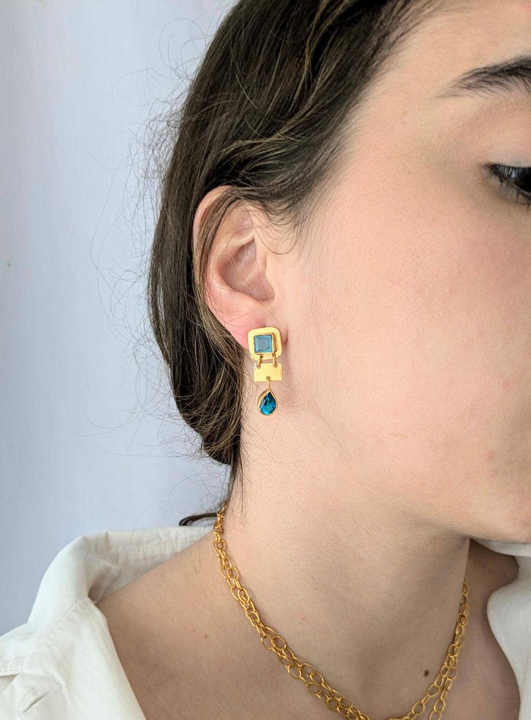SPRING Aquamarine and Apatite Earrings: Peridot