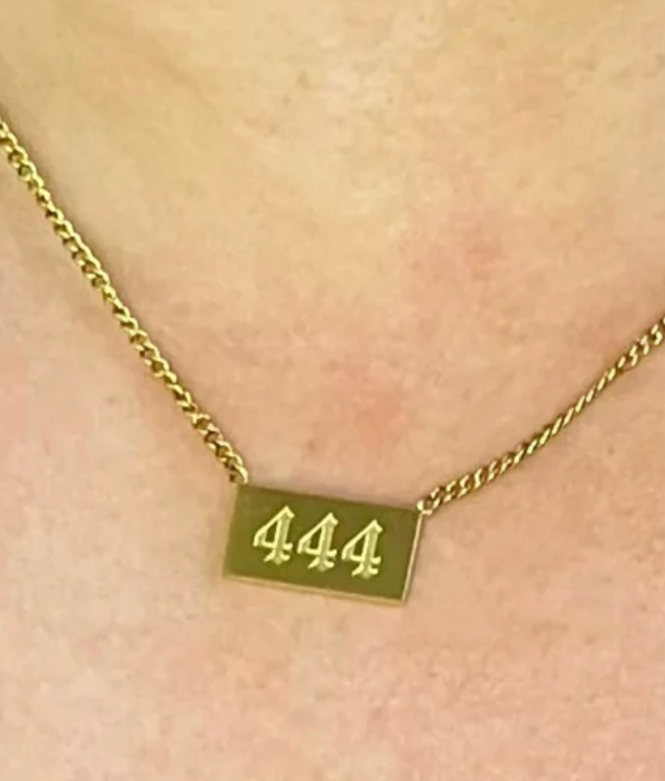 444 Angel Number Talisman Layering Necklace waterproof: 444