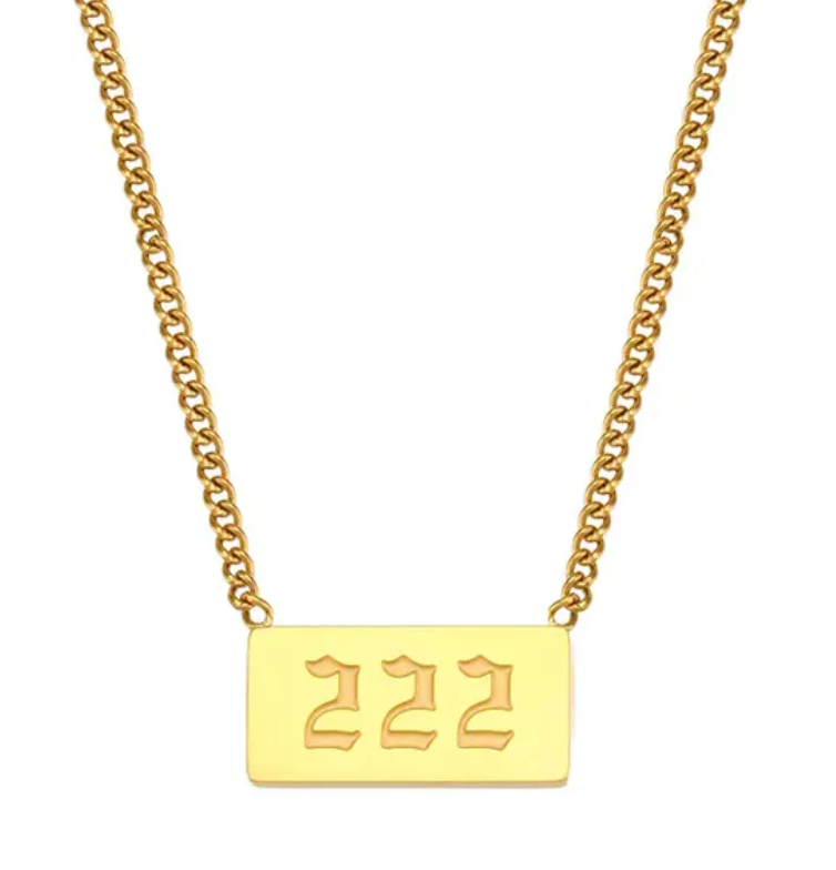 444 Angel Number Talisman Layering Necklace waterproof: 444