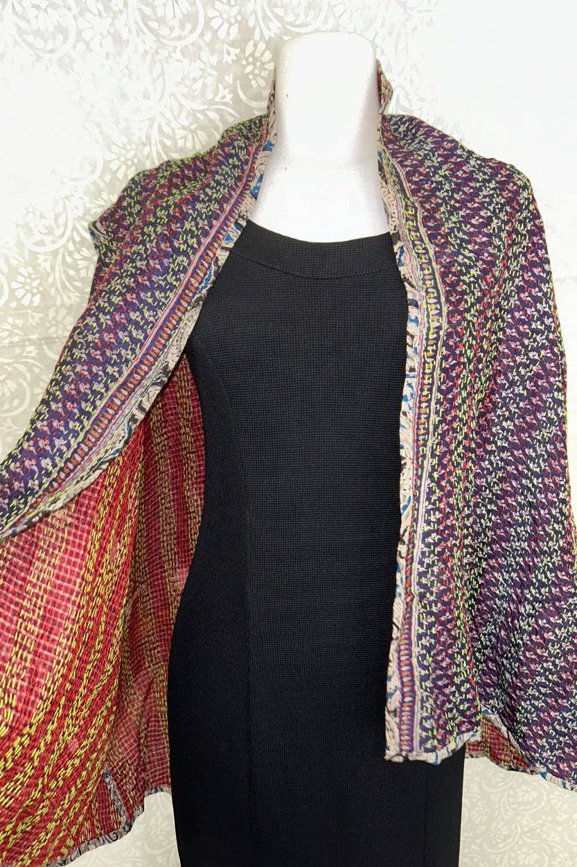 Reversible Kantha Silk Sleeveless Jacket