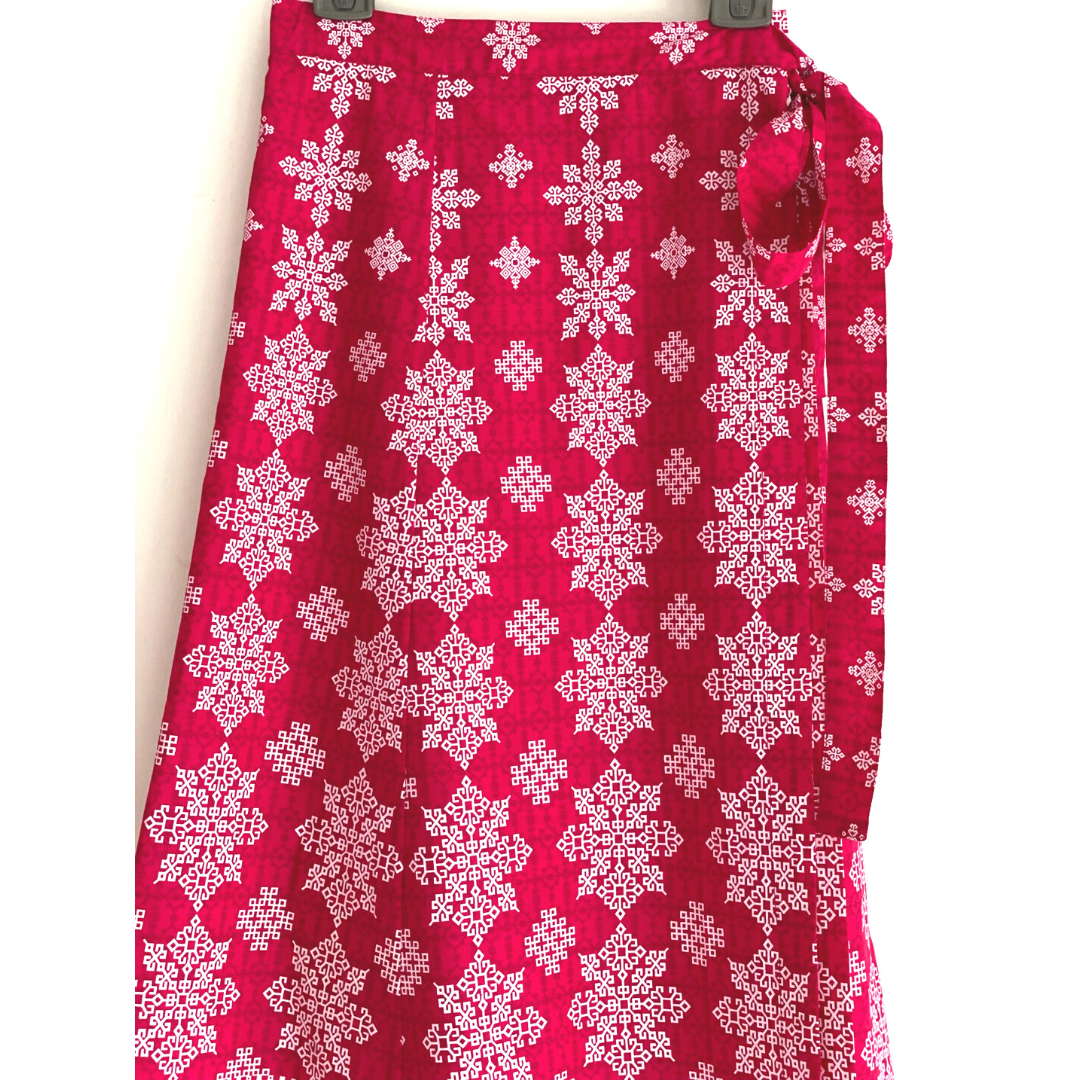 Wrap Skirt - Boho Gypsy Skirt - Bright Pink + White border: 36