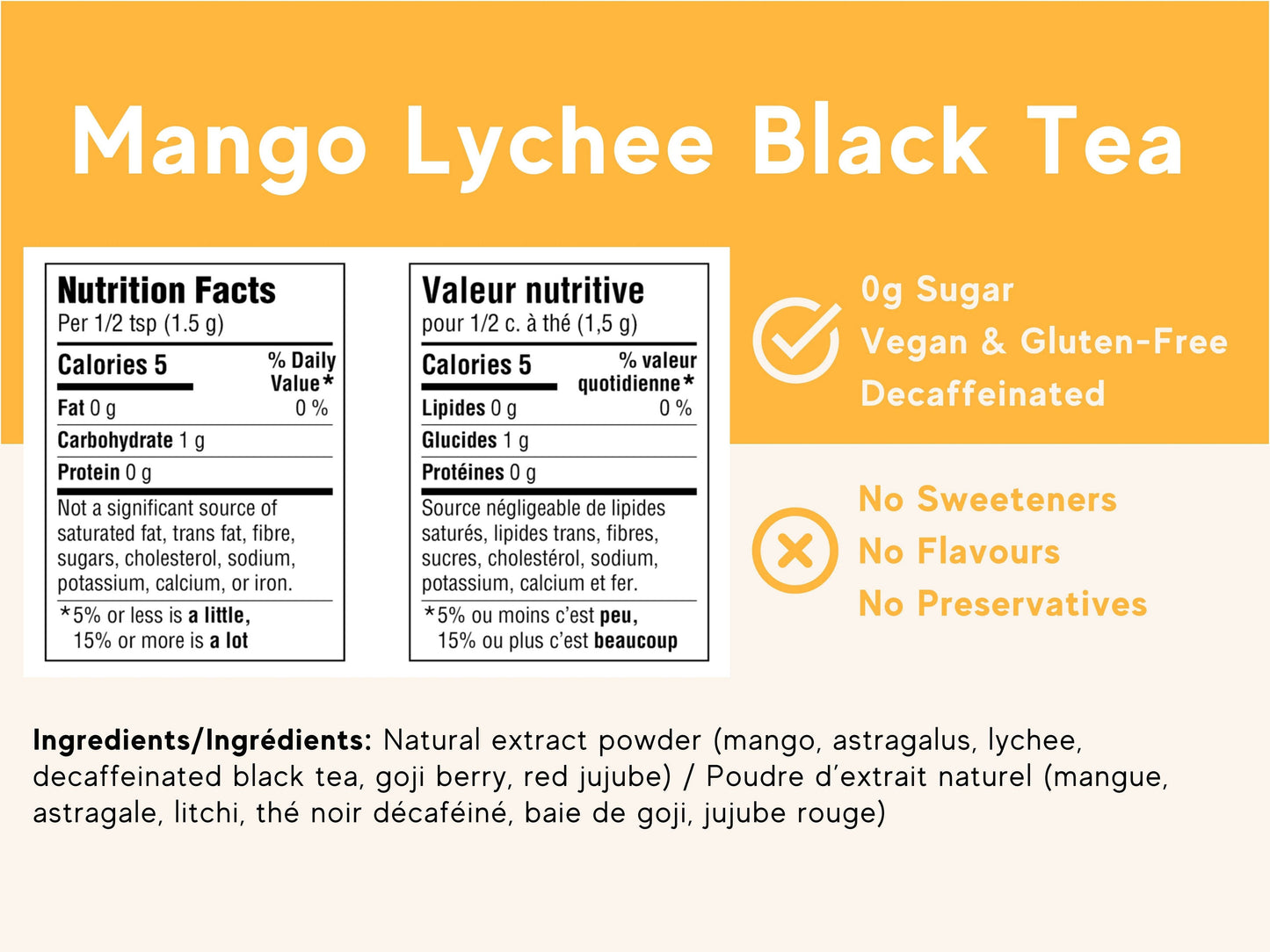 Mango Lychee Black Tea (Decaf) - Adaptogenic Instant Elixir