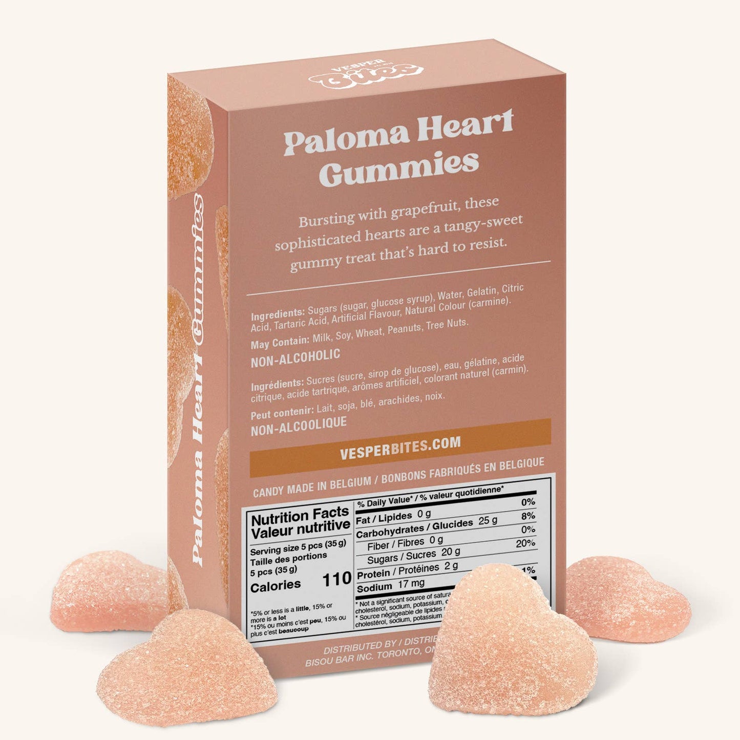 Paloma Heart Gummies, Chewy Candies, Alcohol-Free