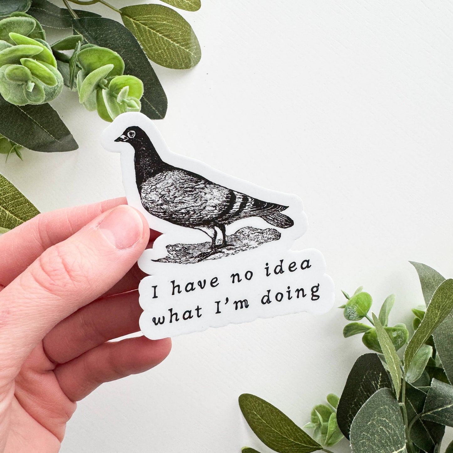 Pigeon No Idea What I'm Doing Vinyl Sticker