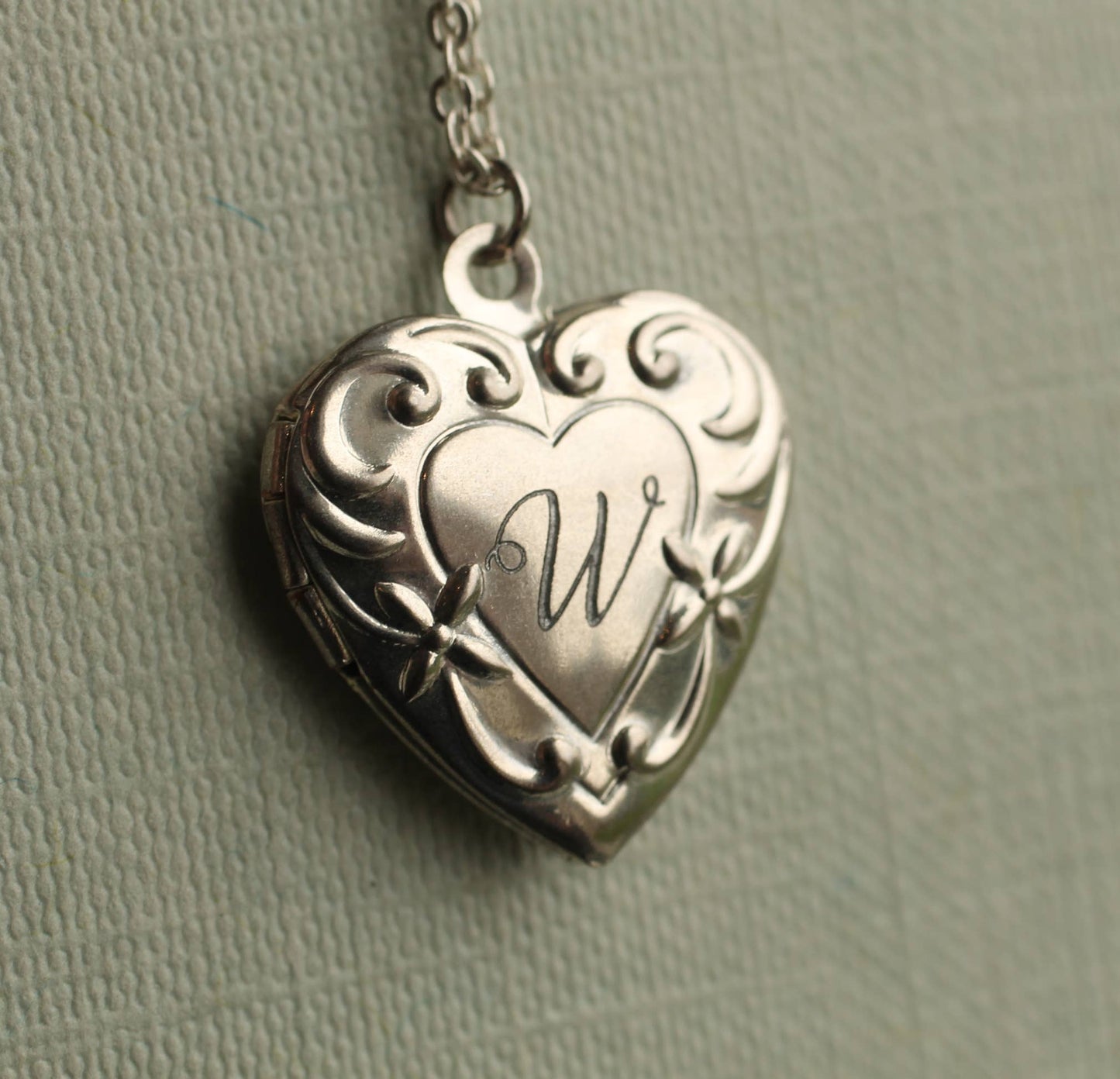 Silver Art Nouveau Heart Locket