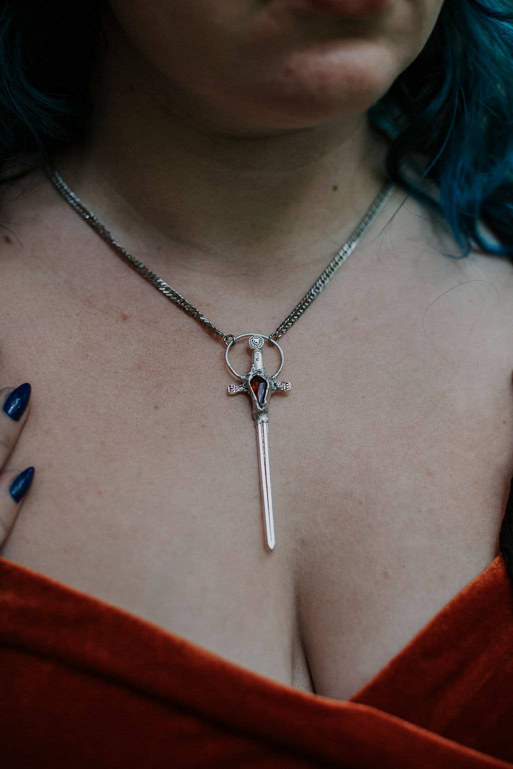 Morrigan Sword Necklace – Garnet & Sterling Silver