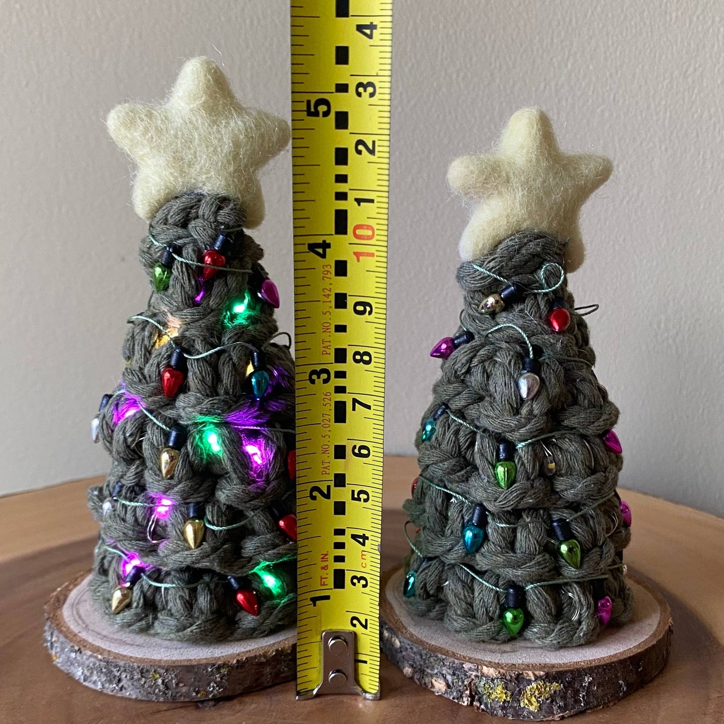 Holiday LIGHTED Mini Macrame Tree Working Fairy Lights: Multi-Colour / Avocado Brighter Green