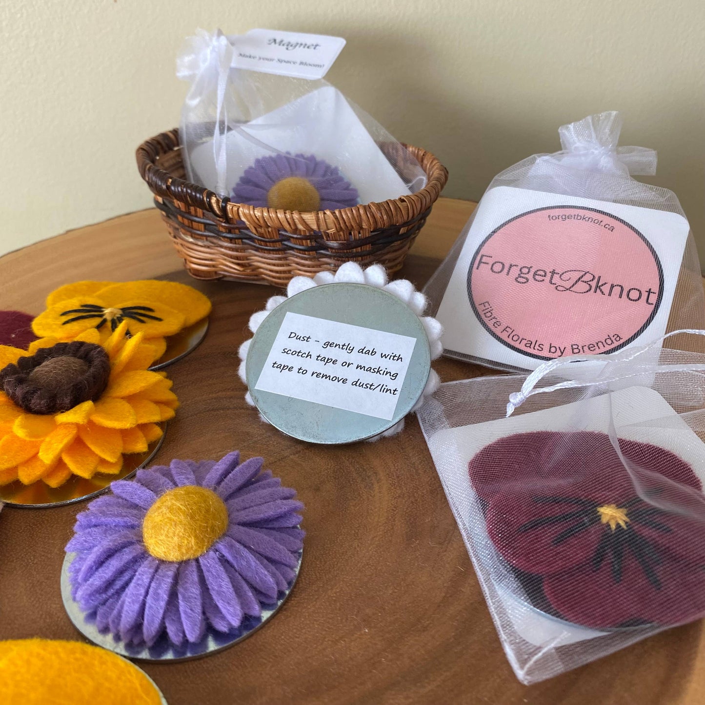 Felt Flower Magnet: Gold Pansy