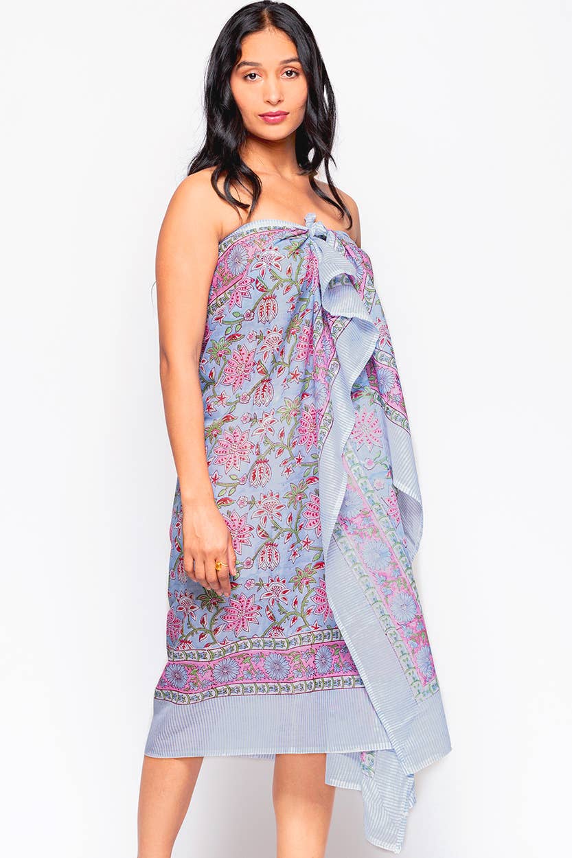 Sunanda Block Print Sarongs : Indigo & White