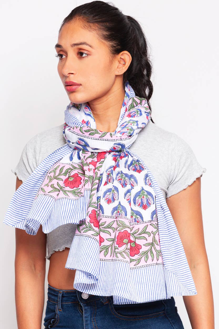 Sunanda Block Print Sarongs : Indigo & White