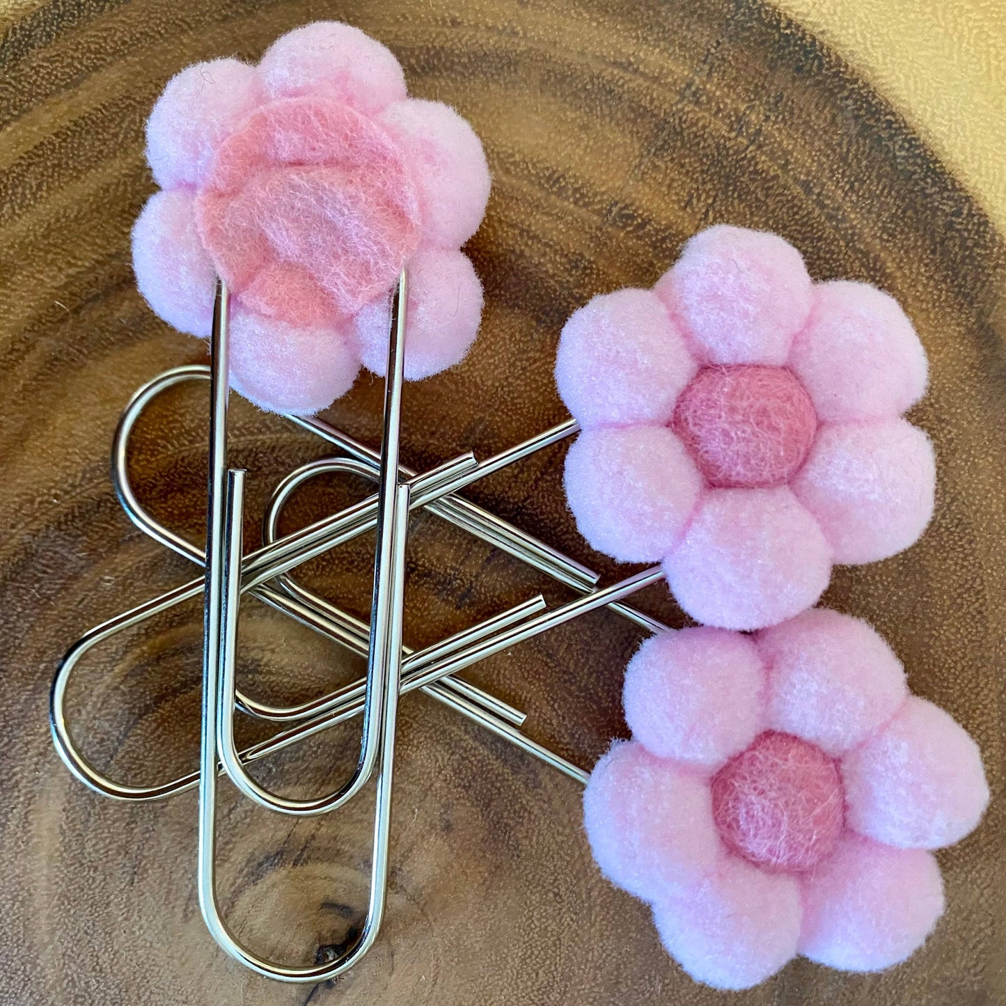 Flower Bookmark/ Oversized Paper Clip/ Pompom & Felt Flower : Sunflower