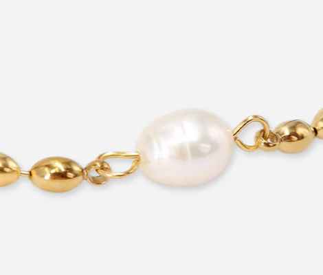 Delphin- Pearl Nugget Bracelet Stainless Steel 14K Gold