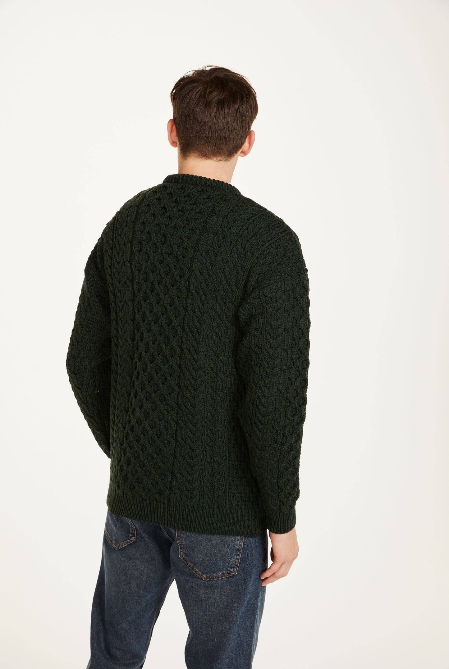 Inisheer Traditional Mens Aran Sweater - Forest Green