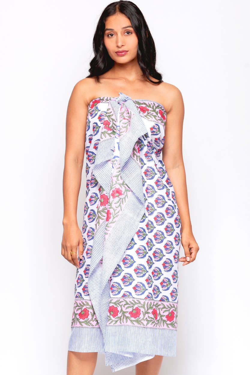 Sunanda Block Print Sarongs : Indigo & White