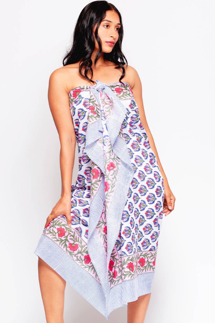 Sunanda Block Print Sarongs : Indigo & White