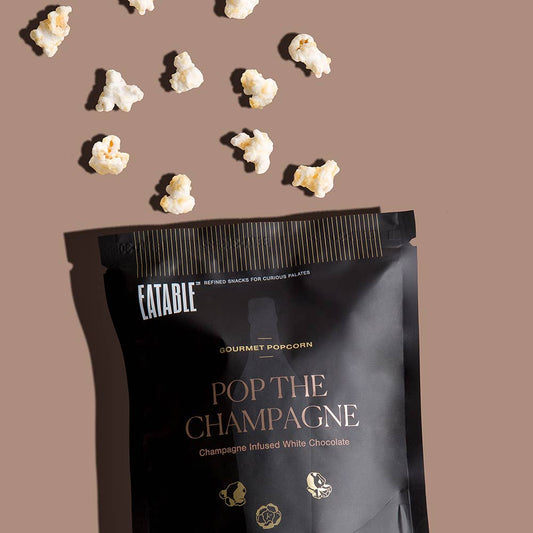 Mini Pop the Champagne - Gourmet  White Chocolate Popcorn: Canadian Packaging