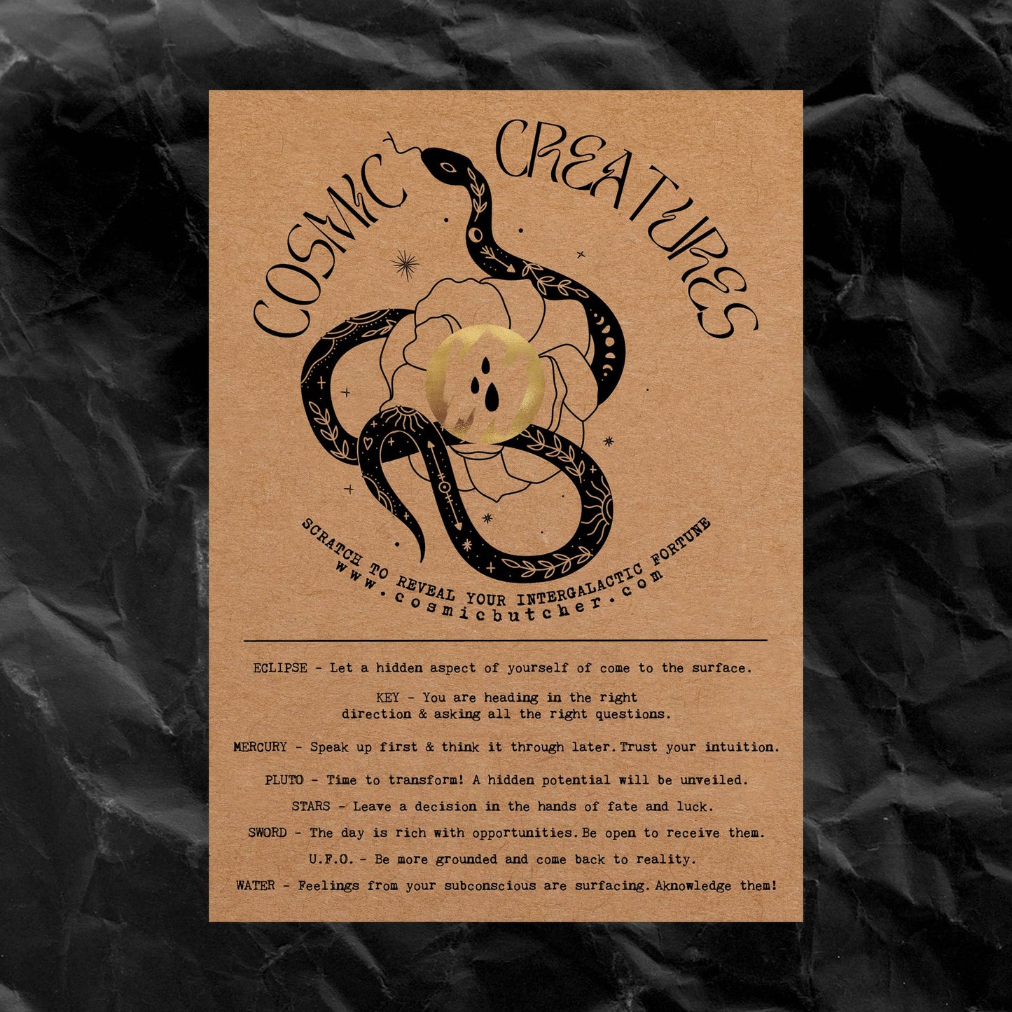 Scratch Off Fortune Card "COSMIC CREATURES" (Snake)