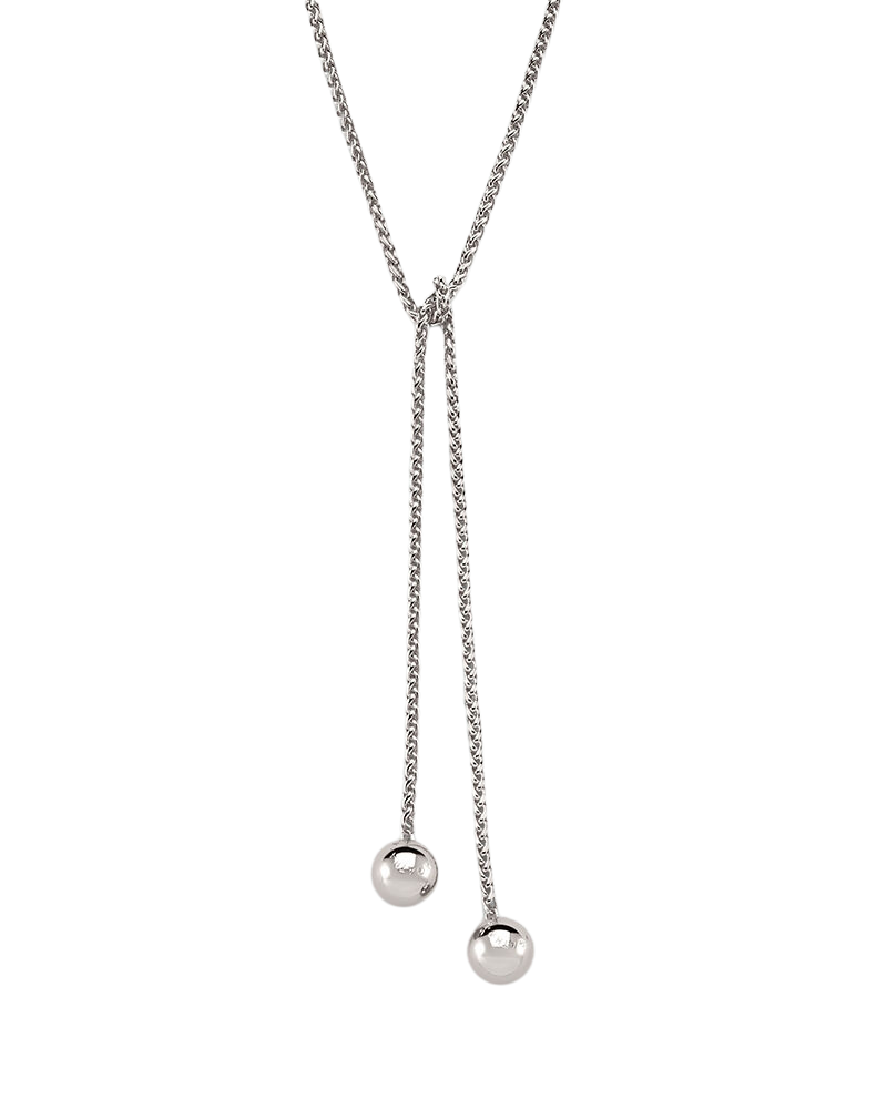 Audrey Lariat Rope Tassel Ball Chain Wrap Steel Necklace: Yellow Gold