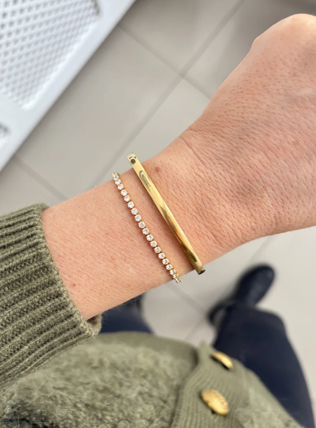 Sofia-Hinge Bangle 14K Gold Stainless Steel Waterproof: Yellow Gold