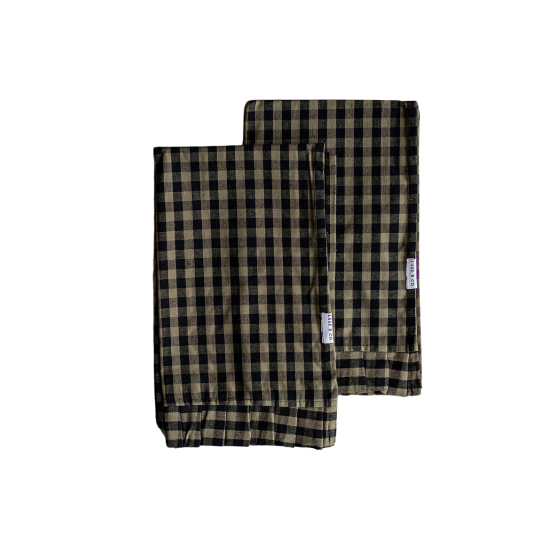 Ruffle Olive Green Gingham Kitchen Dish Towel