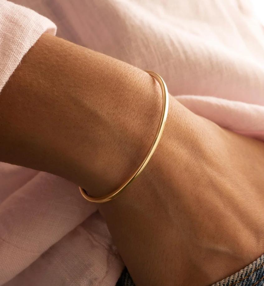 Sofia-Hinge Bangle 14K Gold Stainless Steel Waterproof: Yellow Gold