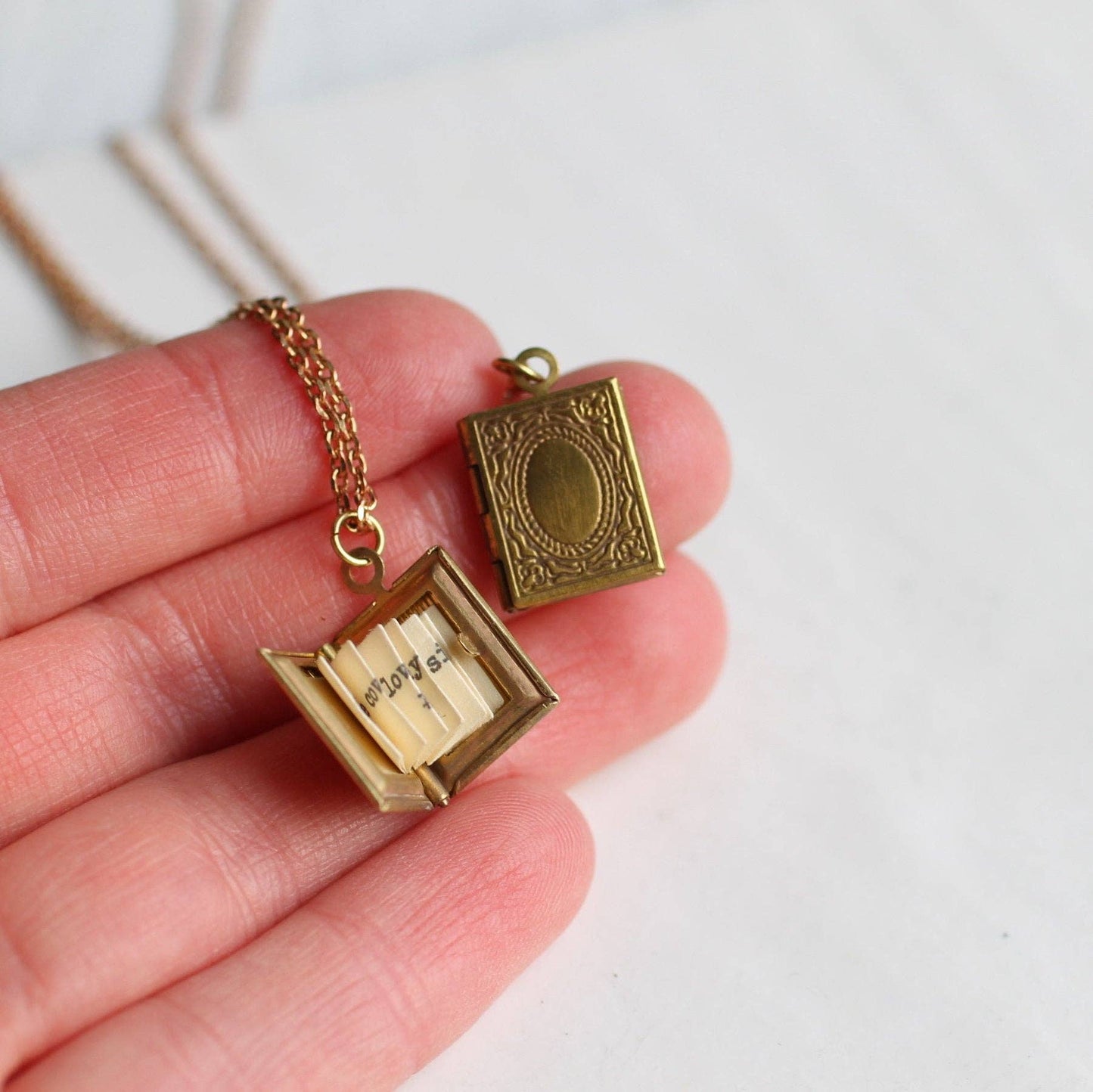 Personalised Engraved Book Locket: Blank Paper Message
