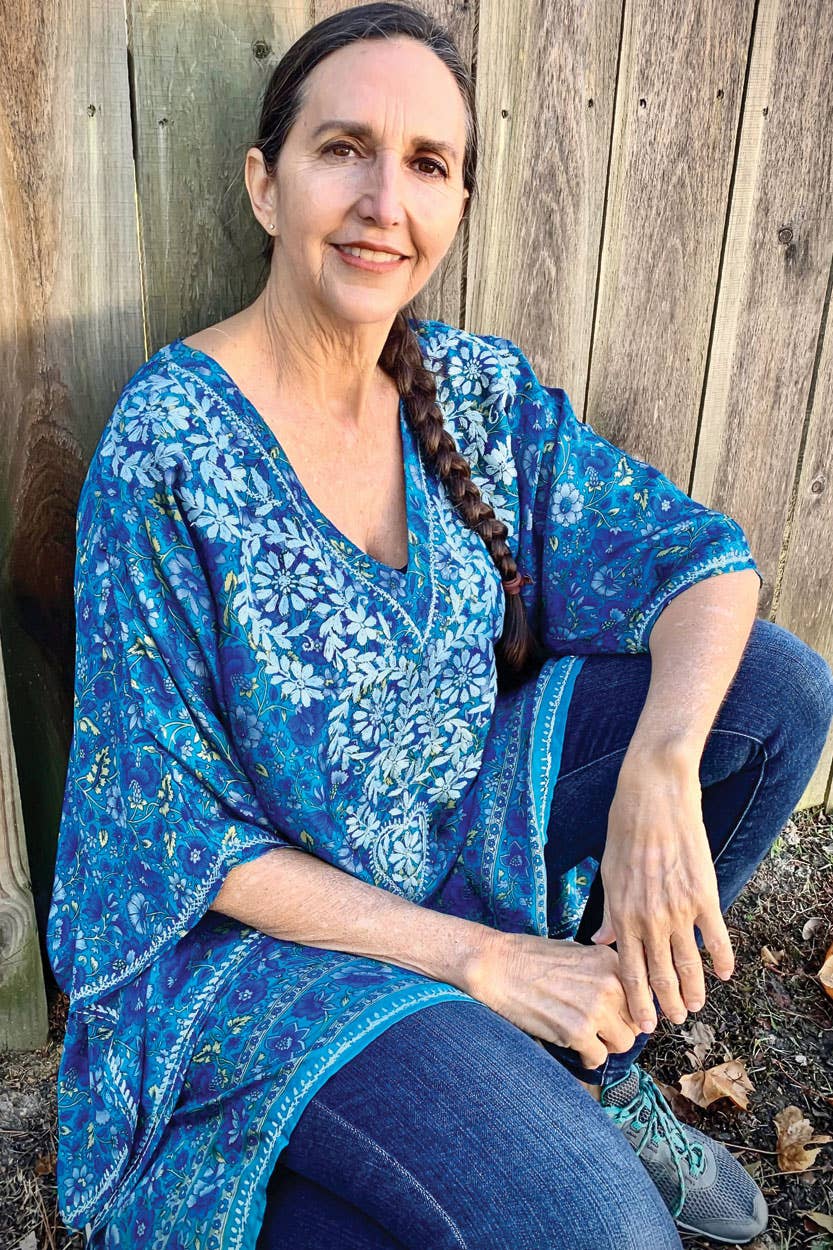 Blue Demira Hand Embroidered Top