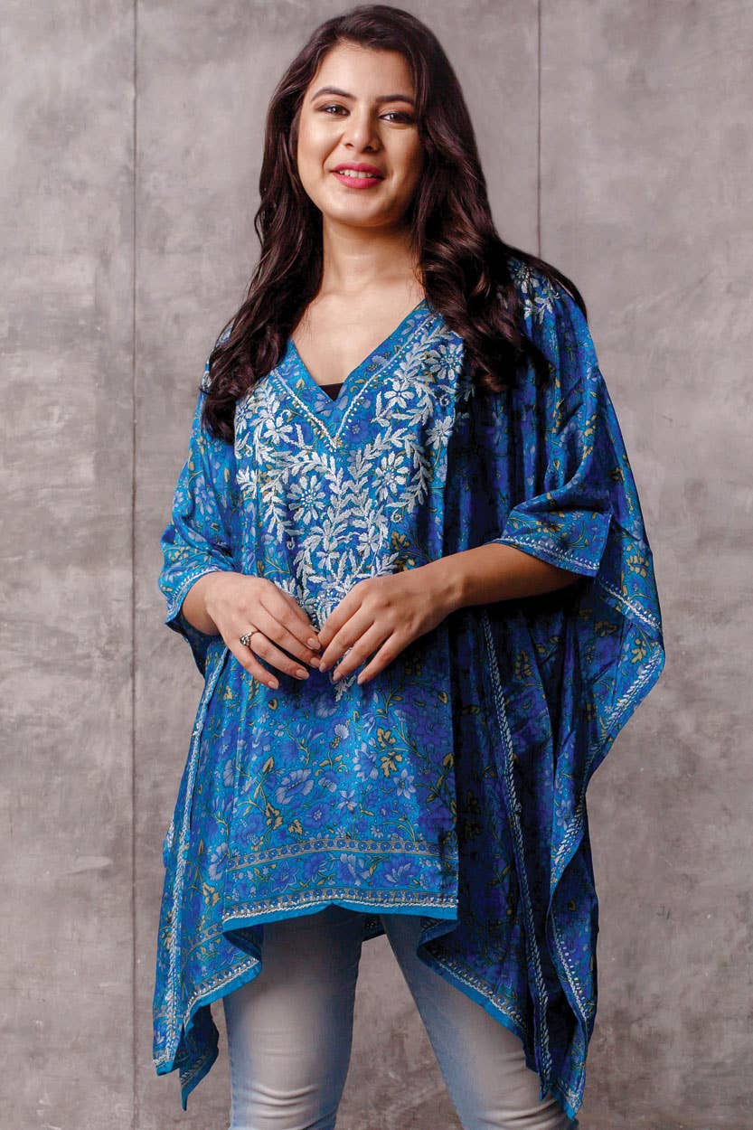 Blue Demira Hand Embroidered Top