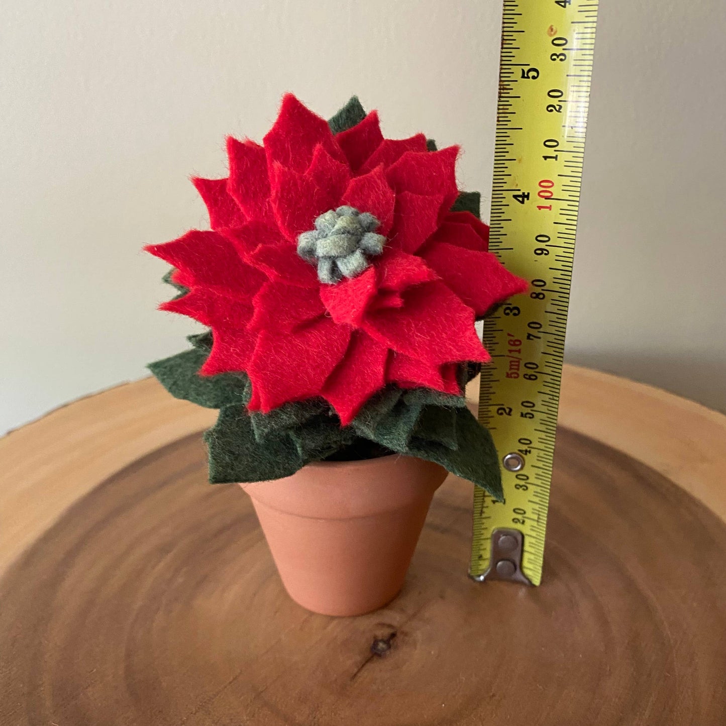 Holiday Mini Felt Poinsettia in Terracotta Pot