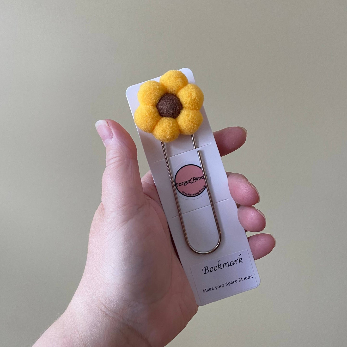 Flower Bookmark/ Oversized Paper Clip/ Pompom & Felt Flower : Sunflower