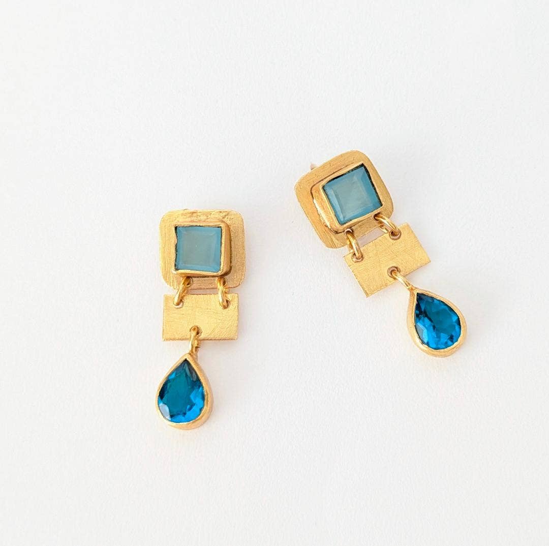 SPRING Aquamarine and Apatite Earrings: Peridot